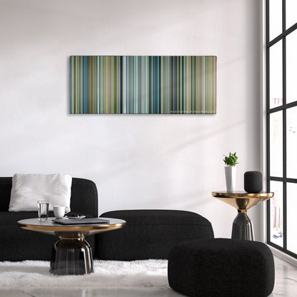 Transformers: Age of Extinction color palette canvas above a black sofa with a gold-topped table