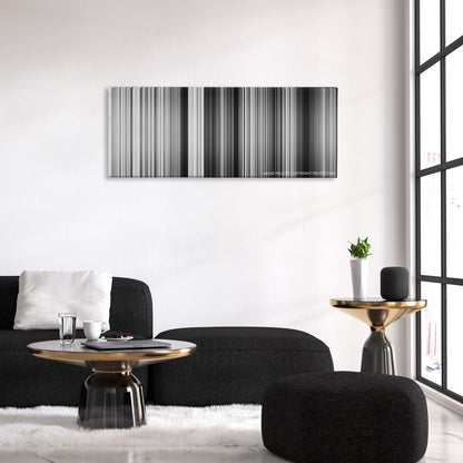 Pather Panchali color palette canvas above a black sofa with a gold-topped table