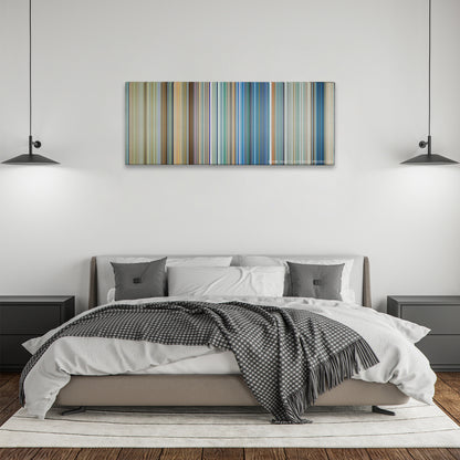 6 Underground color palette canvas above a bed, between two black pendant lamps