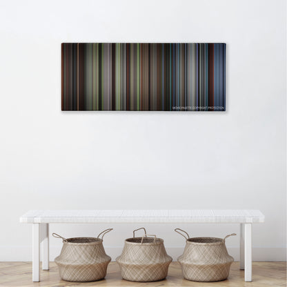 Excalibur color palette canvas above a white bench with three woven baskets