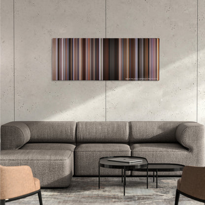 The Lake House color palette canvas on a concrete wall above a gray sectional sofa