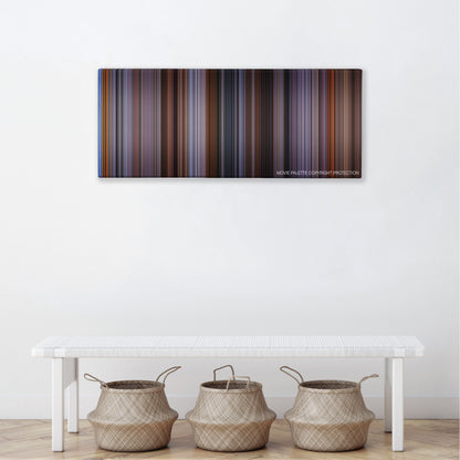 While You Were Sleeping color palette canvas above a white bench with three woven baskets