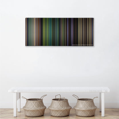 Tropic Thunder color palette canvas above a white bench with three woven baskets
