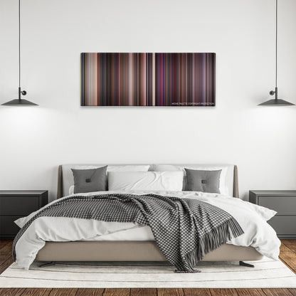 Super Mario Bros. color palette canvas above a bed, between two black pendant lamps