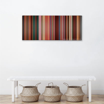 Wreck-It Ralph color palette canvas above a white bench with three woven baskets