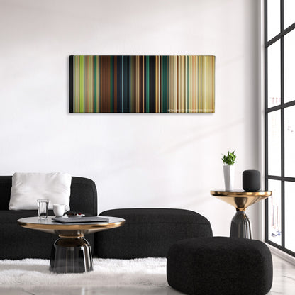 Maleficent: Mistress of Evil color palette canvas above a black sofa with a gold-topped table