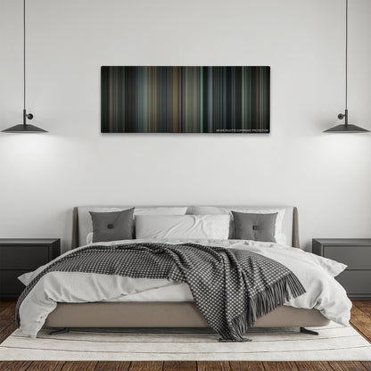 Inside Llewyn Davis color palette canvas above a bed, between two black pendant lamps
