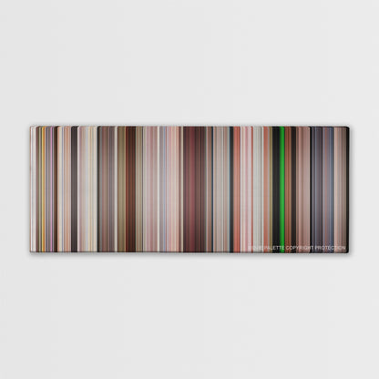 Bruno movie barcode canvas print, the whole film as stripes of color