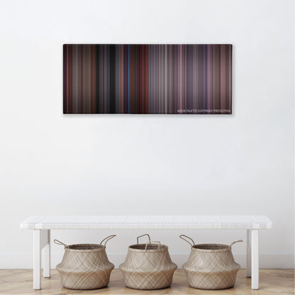 Glengarry Glen Ross color palette canvas above a white bench with three woven baskets