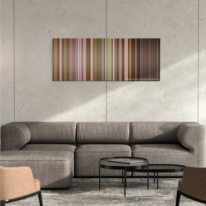 Grown Ups 2 color palette canvas on a concrete wall above a gray sectional sofa
