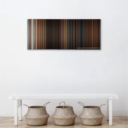 The Poseidon Adventure color palette canvas above a white bench with three woven baskets