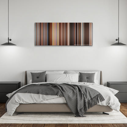 Blue Is the Warmest Colour color palette canvas above a bed, between two black pendant lamps