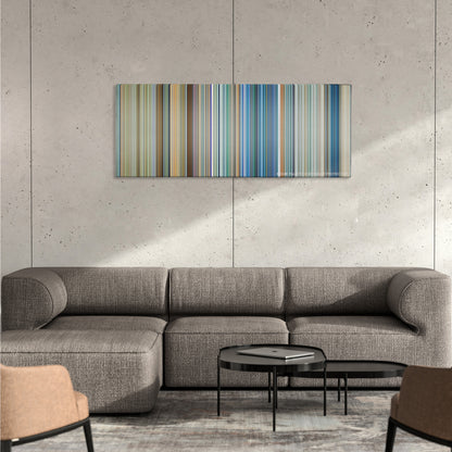 6 Underground color palette canvas on a concrete wall above a gray sectional sofa