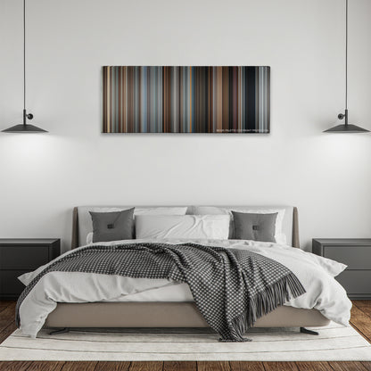 Winter's Bone color palette canvas above a bed, between two black pendant lamps