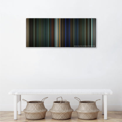 Collateral color palette canvas above a white bench with three woven baskets