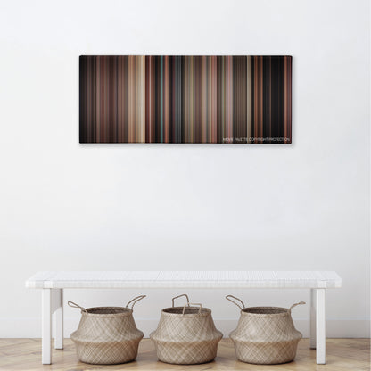 Annie color palette canvas above a white bench with three woven baskets
