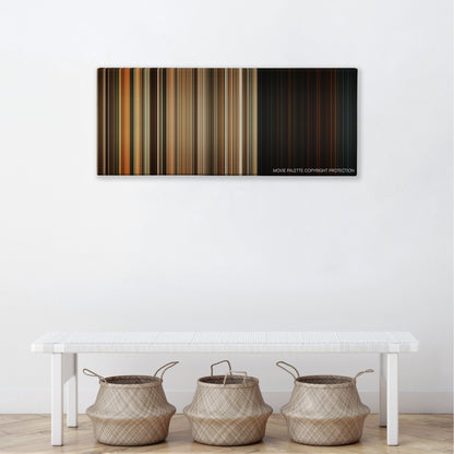 The Texas Chainsaw Massacre: The Beginning color palette canvas above a white bench with three woven baskets