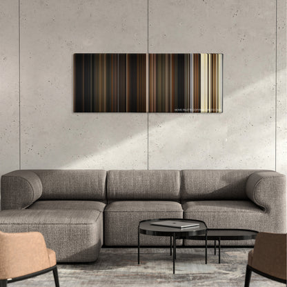 The Fountain color palette canvas on a concrete wall above a gray sectional sofa