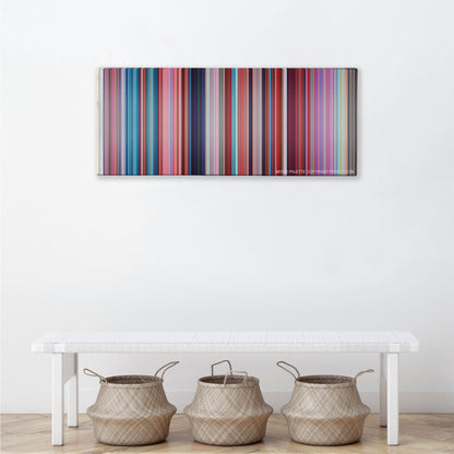 Despicable Me 2 color palette canvas above a white bench with three woven baskets