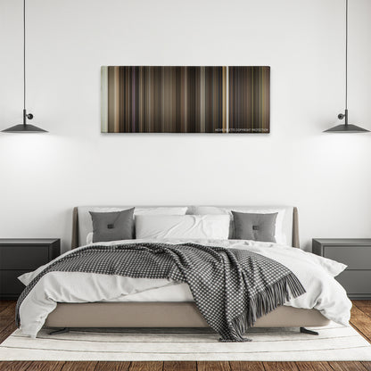 Who Framed Roger Rabbit color palette canvas above a bed, between two black pendant lamps