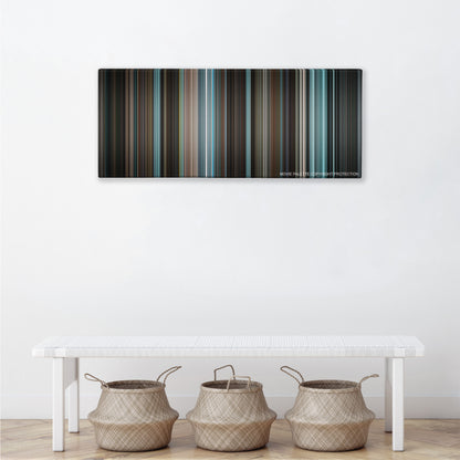 Men in Black II color palette canvas above a white bench with three woven baskets