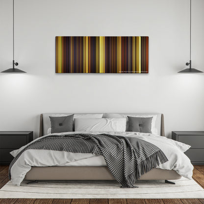 Magic Mike color palette canvas above a bed, between two black pendant lamps
