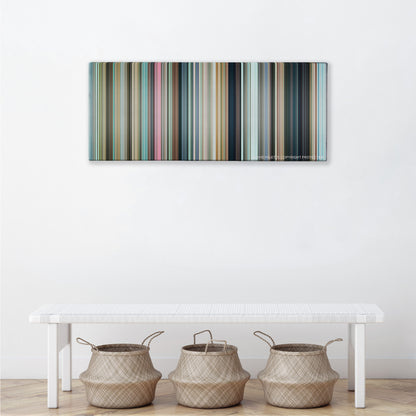 3 Idiots color palette canvas above a white bench with three woven baskets