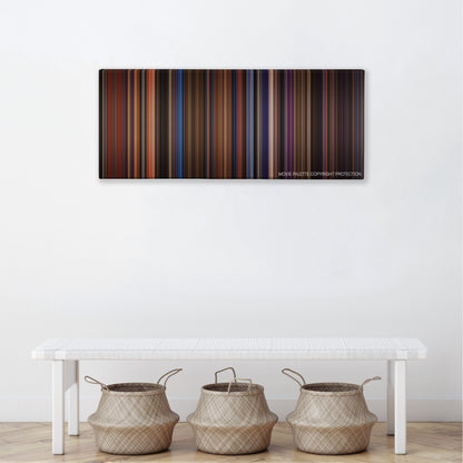 Rock of Ages color palette canvas above a white bench with three woven baskets