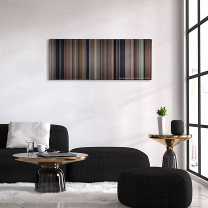 The Untouchables color palette canvas above a black sofa with a gold-topped table