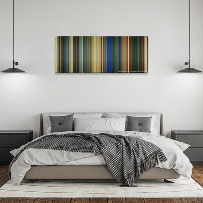 Bad Boys for Life color palette canvas above a bed, between two black pendant lamps