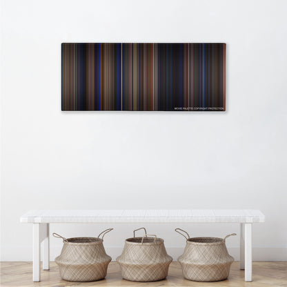 The Mask color palette canvas above a white bench with three woven baskets