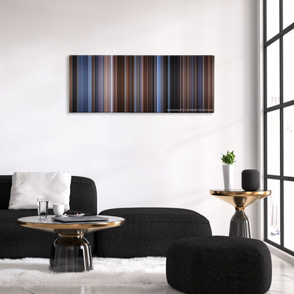 The Saint color palette canvas above a black sofa with a gold-topped table