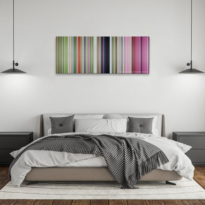 Horton Hears a Who! color palette canvas above a bed, between two black pendant lamps