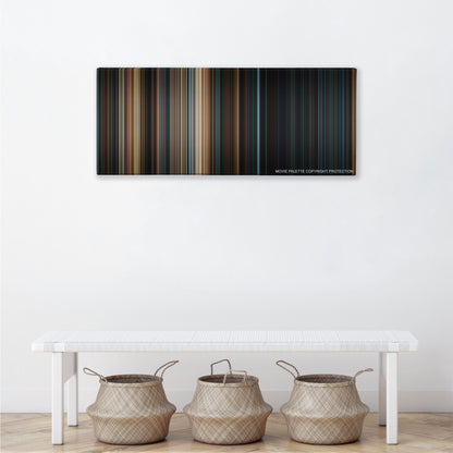 2012 color palette canvas above a white bench with three woven baskets