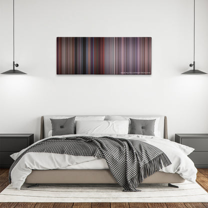 Glengarry Glen Ross color palette canvas above a bed, between two black pendant lamps