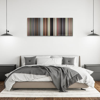Enter the Dragon color palette canvas above a bed, between two black pendant lamps