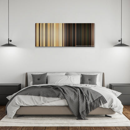 Green Zone color palette canvas above a bed, between two black pendant lamps
