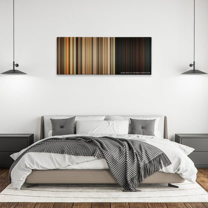 The Texas Chainsaw Massacre: The Beginning color palette canvas above a bed, between two black pendant lamps