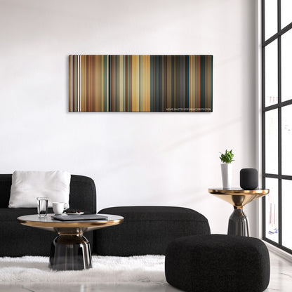 The Producers color palette canvas above a black sofa with a gold-topped table