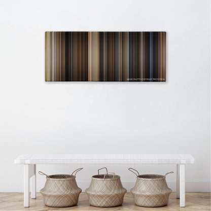 The Rocketeer color palette canvas above a white bench with three woven baskets