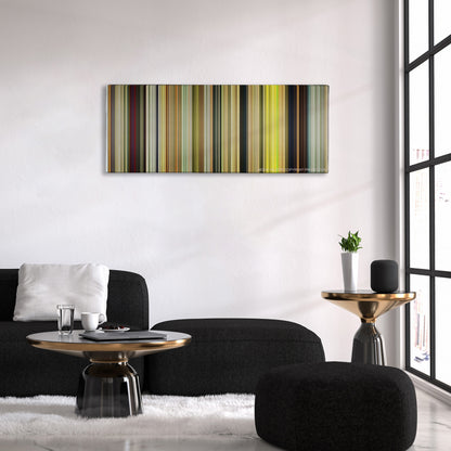 Kong: Skull Island color palette canvas above a black sofa with a gold-topped table