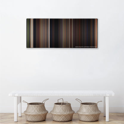 Signs color palette canvas above a white bench with three woven baskets