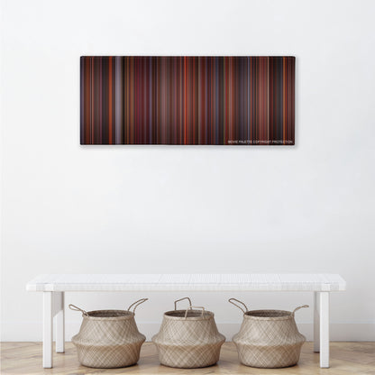 Die Hard 2 color palette canvas above a white bench with three woven baskets