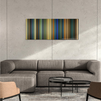 Bad Boys for Life color palette canvas on a concrete wall above a gray sectional sofa