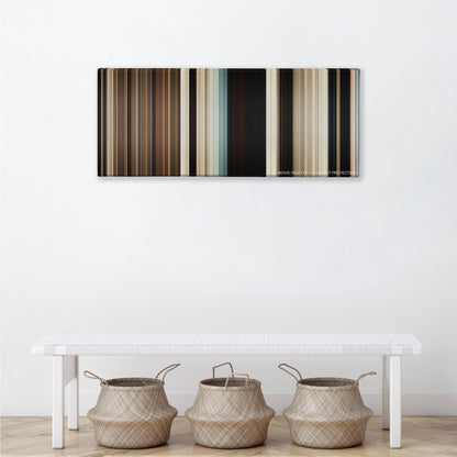 True Grit color palette canvas above a white bench with three woven baskets