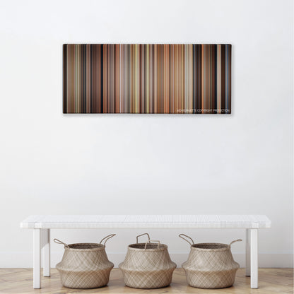 The Parent Trap color palette canvas above a white bench with three woven baskets