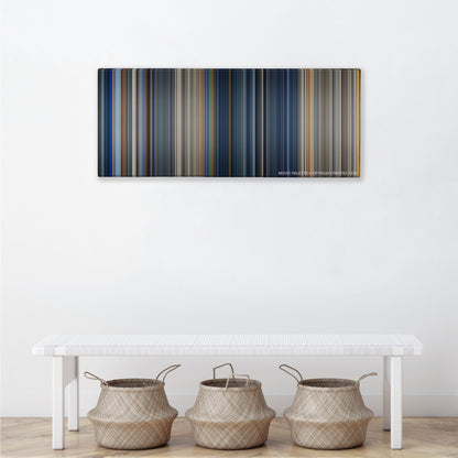 The Rock color palette canvas above a white bench with three woven baskets