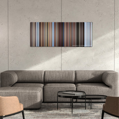 Better Off Dead... color palette canvas on a concrete wall above a gray sectional sofa