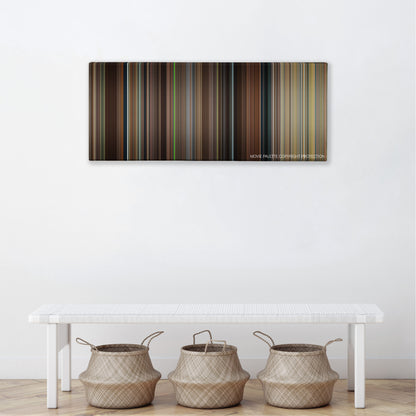 Step Brothers color palette canvas above a white bench with three woven baskets
