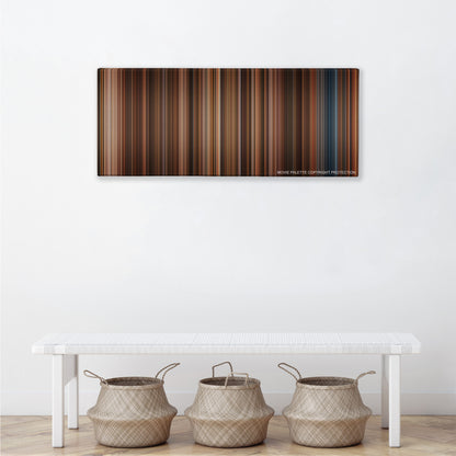 Night at the Museum color palette canvas above a white bench with three woven baskets
